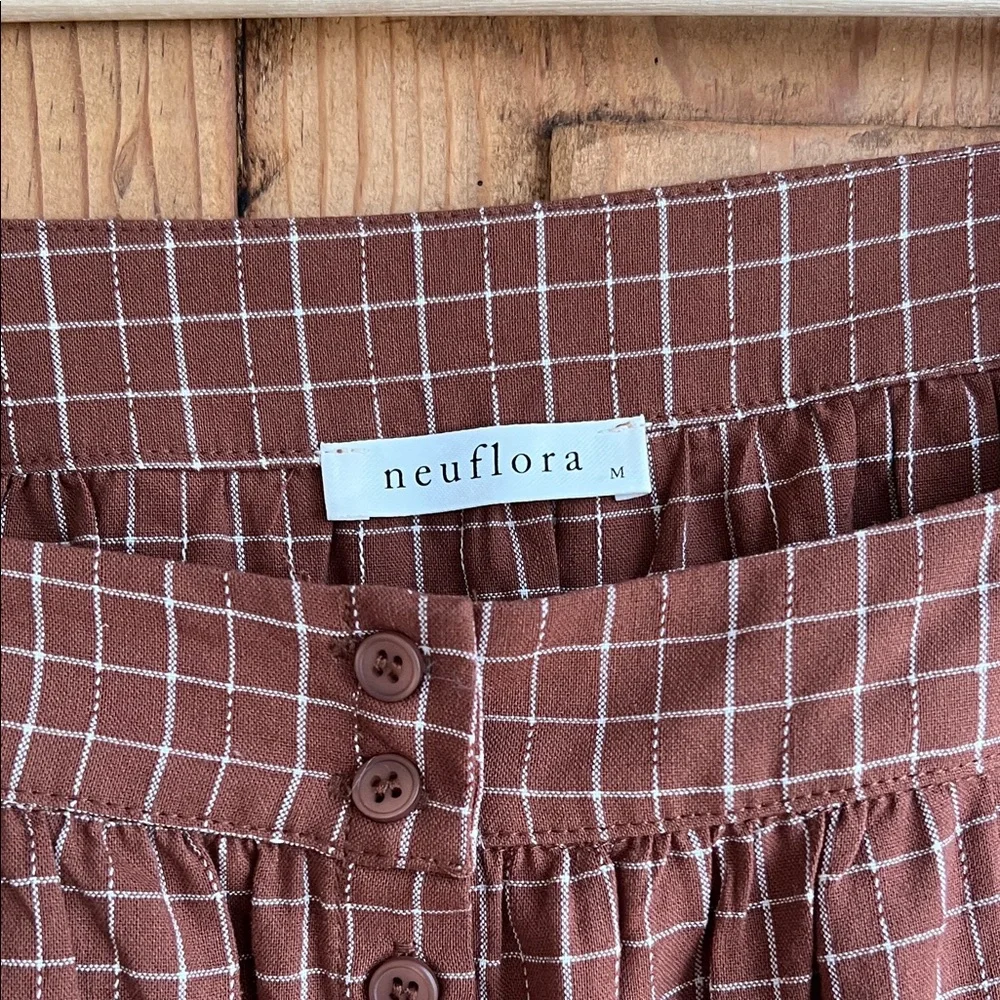 Neuflora | Elegant Red Brown Windowpane Blouse - Picture 4 of 5